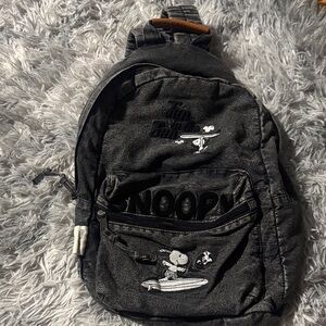 Peanuts Black Backpack with Snoopy Design